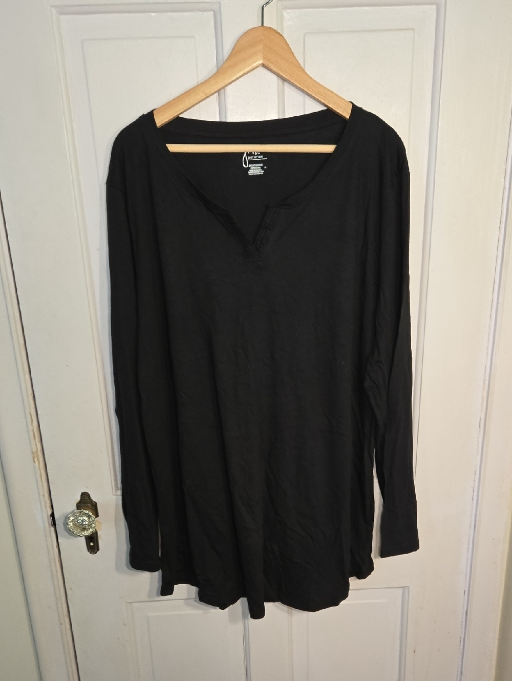 Just My Size Black Long-Sleeve V-Neck Tunic Size 3X
